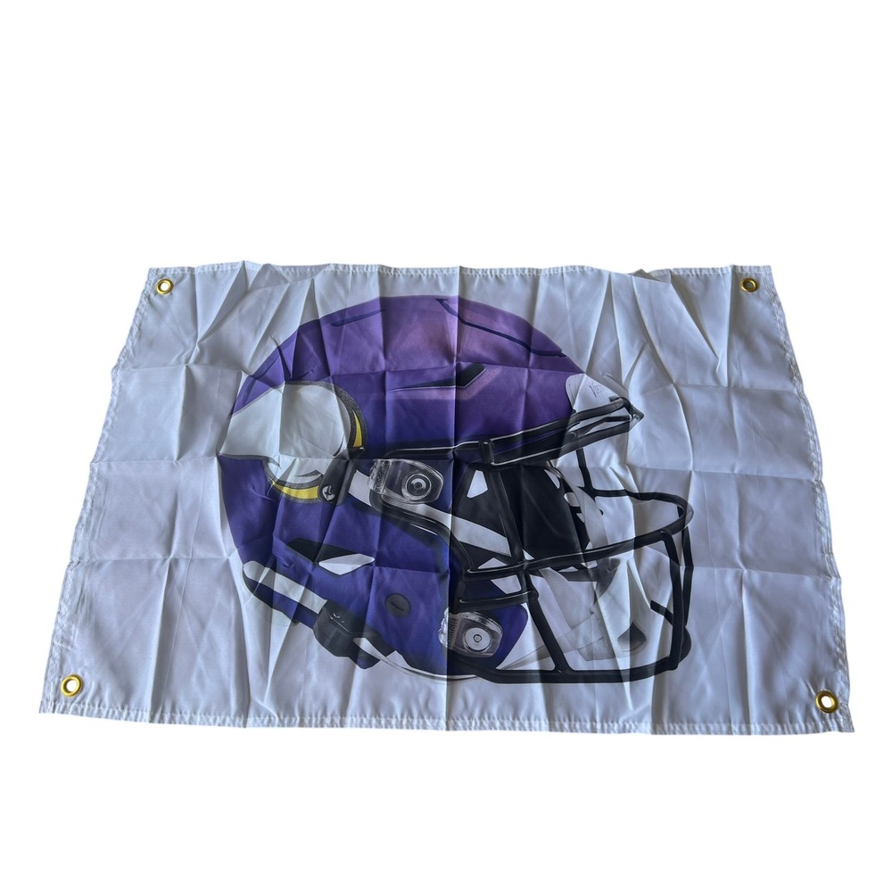 Minnesota Vikings NFL Helmet 2x3 Flag Banner ft Outdoor Polyester with Grommets